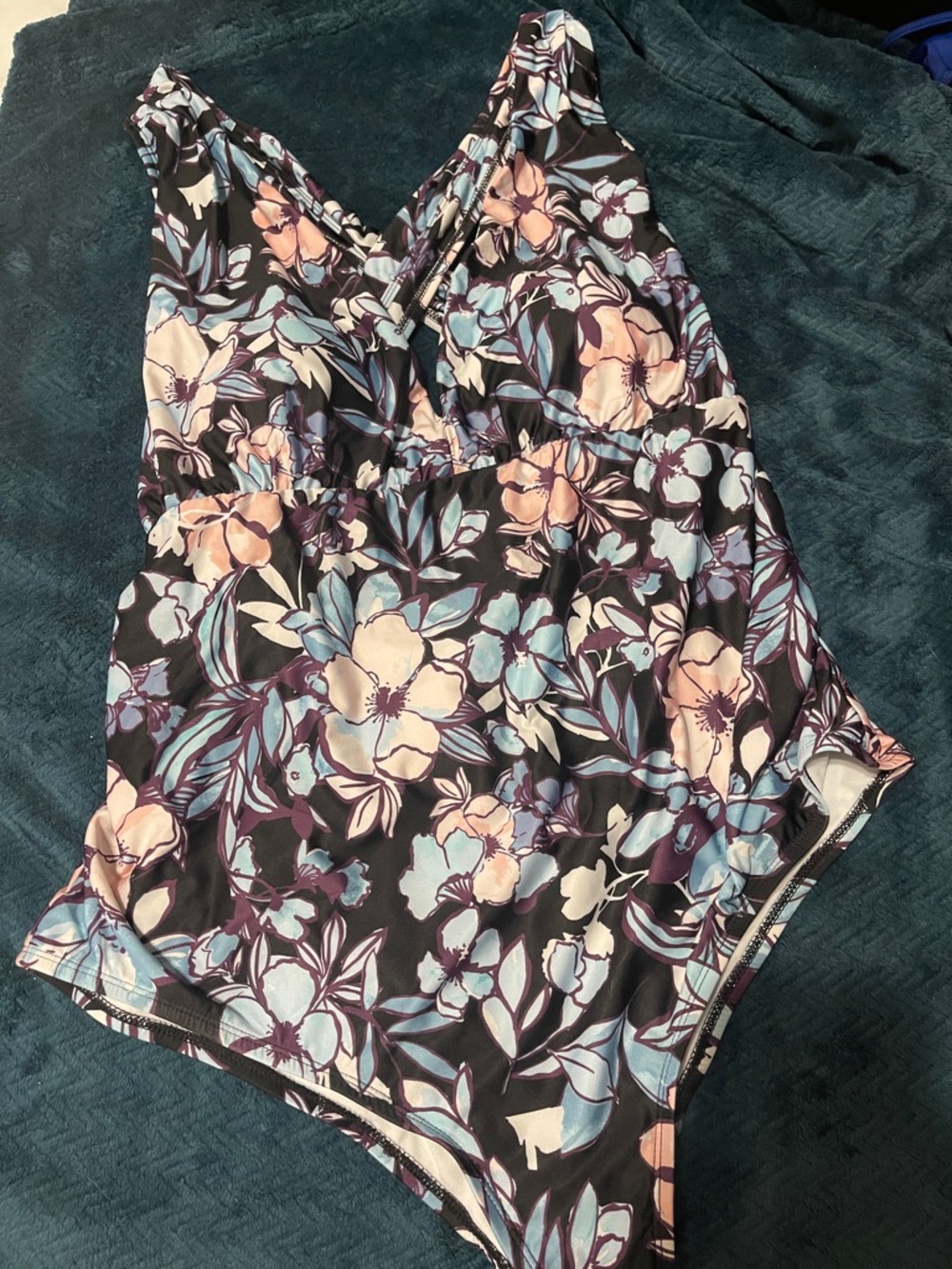 Floral V-Neck Women’s swimsuit in Black and Pastel